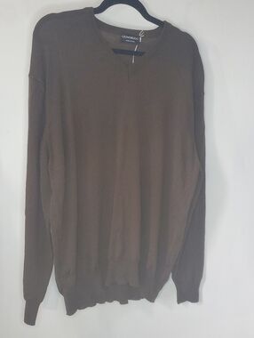 100 % Wool Gionfriddo Men's V-Neck Sweater in Brown
